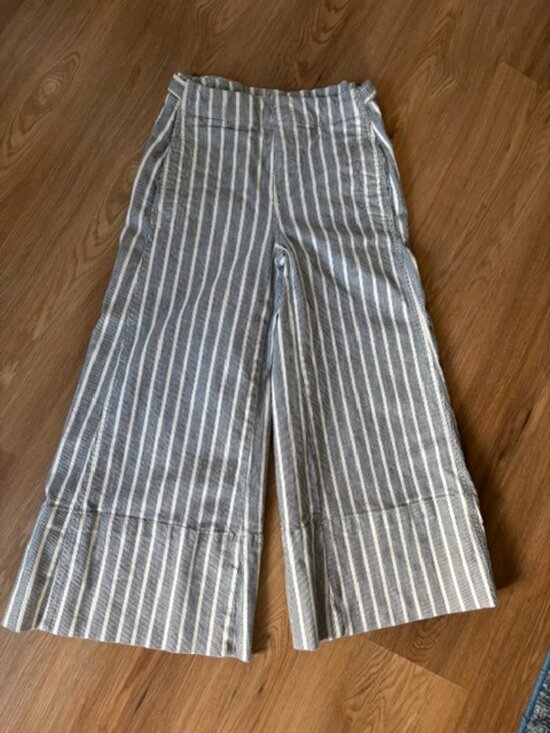 Pilcro Pants - Pilcro by Anthropologie Foxglove Blue Stripe Wide Leg Cropped Pants 26 Waist
